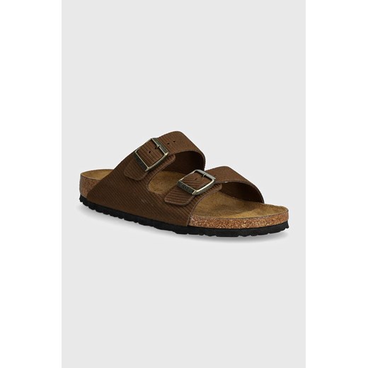 Birkenstock klapki zamszowe Arizona damskie kolor brązowy 1028264 37 PRM