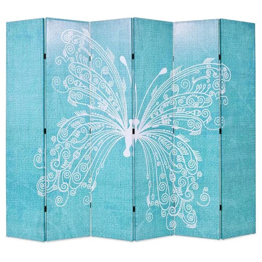 Niebieski parawan wewnętrzny z motylem - Lanard 3X 228 x 170 cm ze sklepu Edinos.pl w kategorii Meble - zdjęcie 173828926