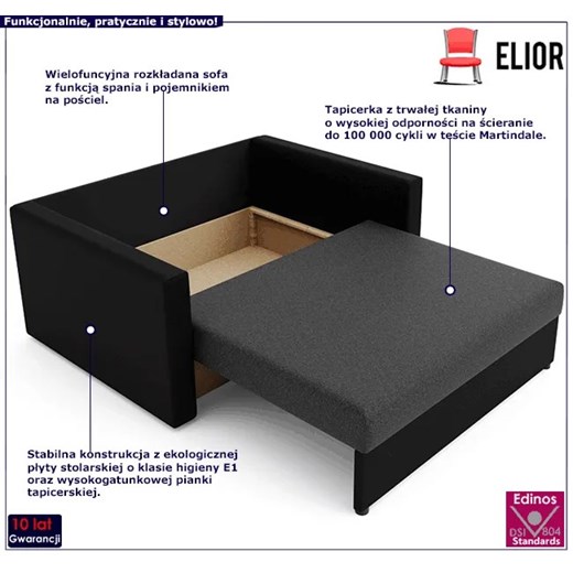 Kanapa amerykanka szary + czarny - Dayton 4X Elior One Size Edinos.pl