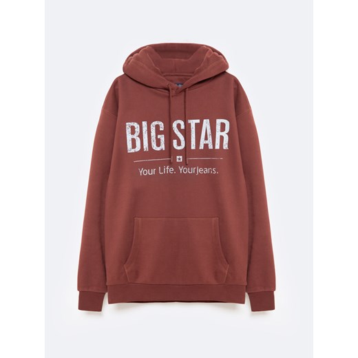 Bluza męska z kapturem z logo BIG STAR bordowa Ashlyno 604 ze sklepu Big Star w kategorii Bluzy męskie - zdjęcie 173831207