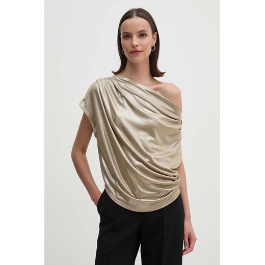 Lauren Ralph Lauren bluzka damska kolor złoty gładka 200940441 ze sklepu ANSWEAR.com w kategorii Bluzki damskie - zdjęcie 173831939
