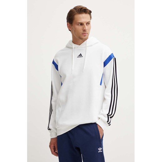adidas bluza męska kolor biały z kapturem z aplikacją JJ1538 ze sklepu ANSWEAR.com w kategorii Bluzy męskie - zdjęcie 173832007