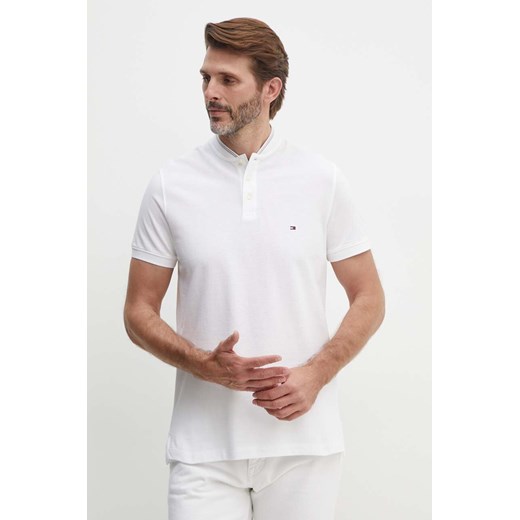 Tommy Hilfiger polo bawełniane kolor biały gładki MW0MW35589 ze sklepu ANSWEAR.com w kategorii T-shirty męskie - zdjęcie 173832155