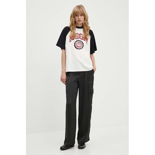 MSGM t-shirt bawełniany damski kolor beżowy 3741MDM86.247798 XS ANSWEAR.com