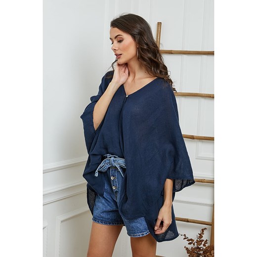 Fleur de Lin Lniana bluzka w kolorze granatowym Fleur De Lin XL wyprzedaż Limango Polska