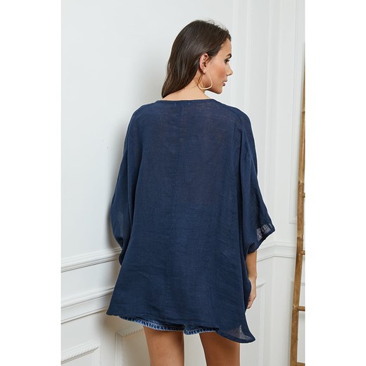 Fleur de Lin Lniana bluzka w kolorze granatowym Fleur De Lin XL wyprzedaż Limango Polska
