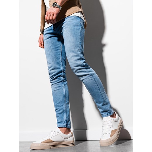 Spodnie męskie jeansowe SKINNY FIT - jasnoniebieskie P1007 L okazja ombre