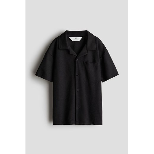 H & M - Koszula z piki z otwartymi klapami - Czarny H & M 140 (8-10Y) H&M