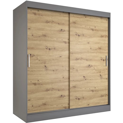Szafa przesuwna 180 cm antracyt + dąb artisan - Corina 5X Elior One Size okazja Edinos.pl