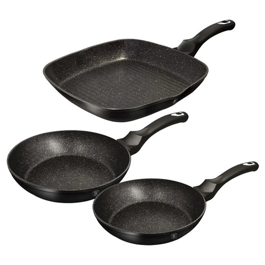 3 sztuki czarnych aluminiowych patelni G0-C29 ze sklepu Edinos.pl w kategorii Naczynia - zdjęcie 173837899