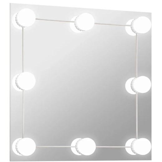 Kwadratowe srebrne lustro wiszące LED 40x40 cm T9-D02 ze sklepu Edinos.pl w kategorii Kolczyki - zdjęcie 173837945