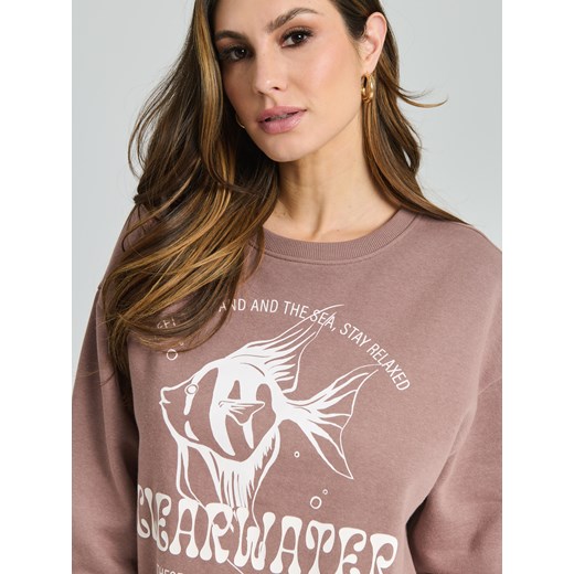 Sinsay - Bluza z nadrukiem - fioletowy Sinsay S Sinsay