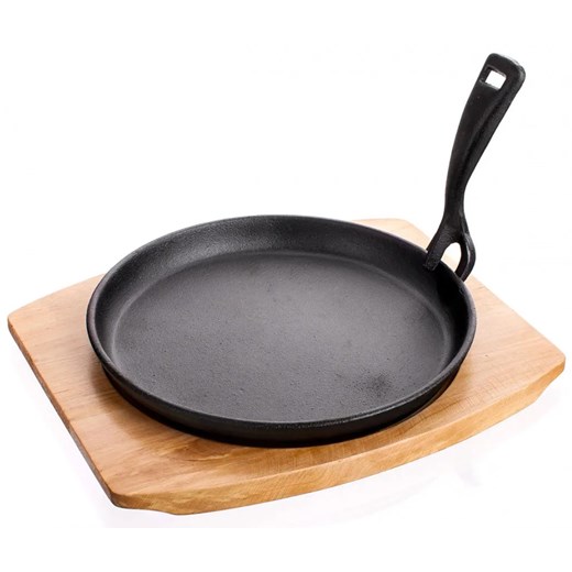 Żeliwna patelnia z odpinaną rączką i drewnianą deską 22cm F8-M39 ze sklepu Edinos.pl w kategorii Naczynia - zdjęcie 173840165