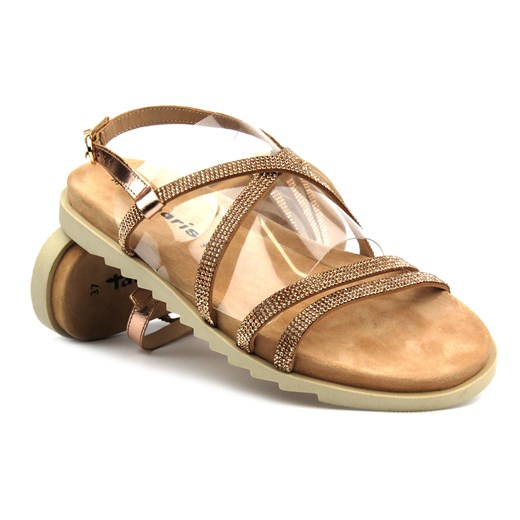Skórzane sandały damskie - Tamaris 1-28121-20, brązowe ze sklepu ulubioneobuwie w kategorii Sandały damskie - zdjęcie 173841755