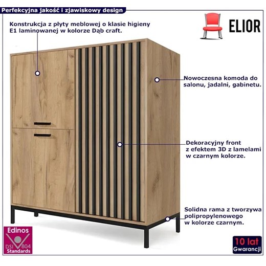 Wysoka komoda z lamelami na froncie - Rosani 4X Elior One Size Edinos.pl