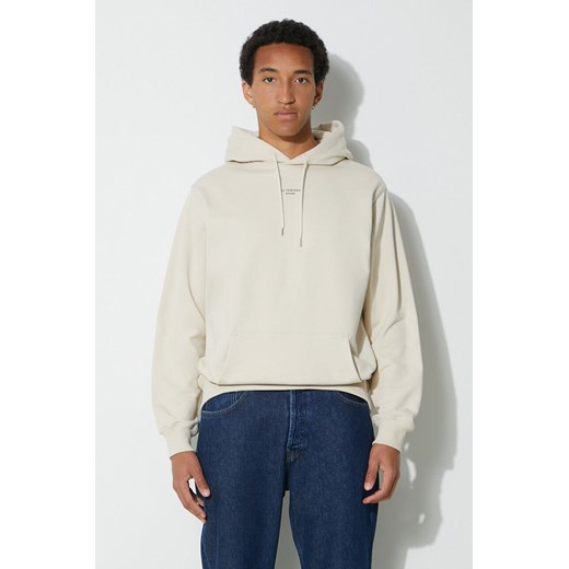 Drôle de Monsieur bluza bawełniana Le Hoodie Slogan a Poche Classique męska kolor beżowy z kapturem gładka PERM-HO161-CO127-MT ze sklepu ANSWEAR.com w kategorii Bluzy męskie - zdjęcie 173844167