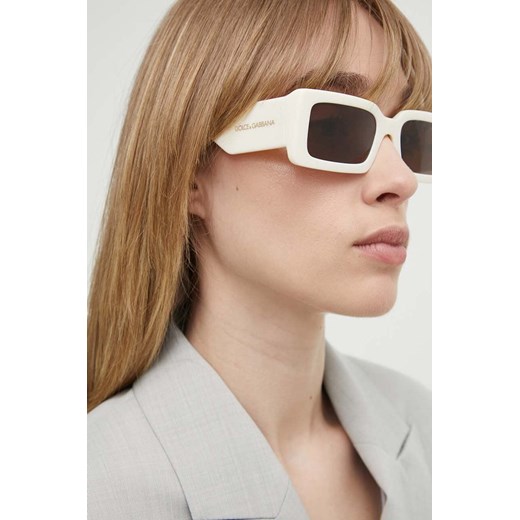 Dolce &amp; Gabbana okulary przeciwsłoneczne damskie kolor beżowy ze sklepu ANSWEAR.com w kategorii Okulary przeciwsłoneczne damskie - zdjęcie 173851447