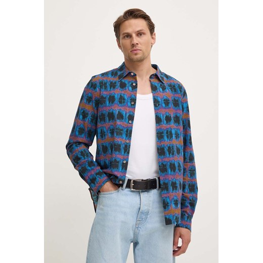 PS Paul Smith koszula bawełniana męska kolor granatowy relaxed z kołnierzykiem klasycznym M2R.149T.N22104 ze sklepu ANSWEAR.com w kategorii Koszule męskie - zdjęcie 173851726