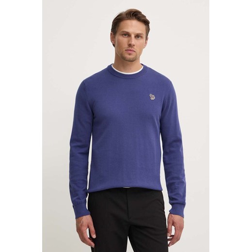 PS Paul Smith sweter bawełniany kolor niebieski lekki M2R.200YZ.L21858 ze sklepu ANSWEAR.com w kategorii Swetry męskie - zdjęcie 173851986