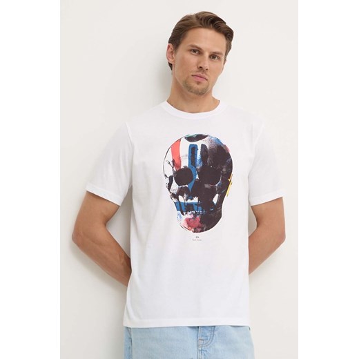 PS Paul Smith t-shirt bawełniany męski kolor biały z nadrukiem M2R.011R.NP4685 ze sklepu ANSWEAR.com w kategorii T-shirty męskie - zdjęcie 173852126