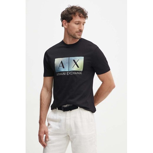 Armani Exchange t-shirt bawełniany męski kolor czarny z nadrukiem 3DZTJB ZJBYZ ze sklepu ANSWEAR.com w kategorii T-shirty męskie - zdjęcie 173852306