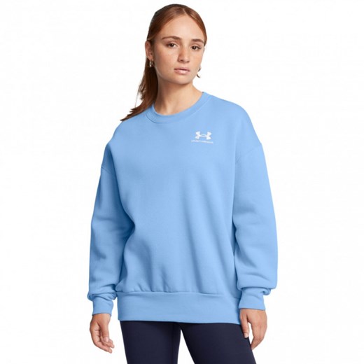 Damska bluza dresowa nierozpinana bez kaptura Under Armour UA Icon Fleece OS Crew - niebieska ze sklepu Sportstylestory.com w kategorii Bluzy damskie - zdjęcie 173859477