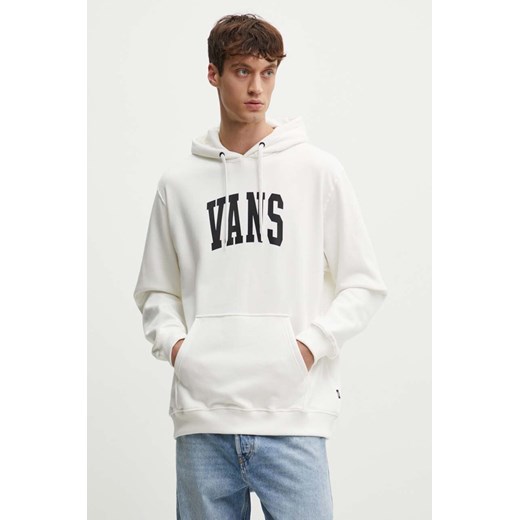 Vans bluza bawełniana męska kolor beżowy z kapturem z nadrukiem VN000HNWFS81 ze sklepu ANSWEAR.com w kategorii Bluzy męskie - zdjęcie 173859785