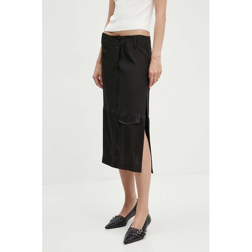 Moschino Jeans spódnica kolor czarny midi prosta 0113.8229 ze sklepu ANSWEAR.com w kategorii Spódnice - zdjęcie 173860085