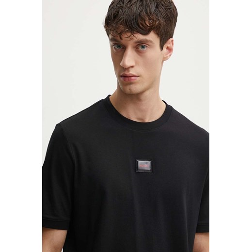 HUGO t-shirt bawełniany męski kolor czarny gładki 50528171 ze sklepu ANSWEAR.com w kategorii T-shirty męskie - zdjęcie 173860156