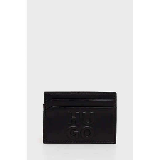 HUGO etui na karty skórzane kolor czarny 50523725 ze sklepu ANSWEAR.com w kategorii Etui - zdjęcie 173861837