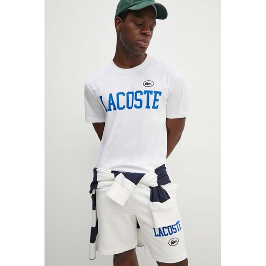 Lacoste t-shirt bawełniany męski kolor biały z nadrukiem ze sklepu ANSWEAR.com w kategorii T-shirty męskie - zdjęcie 173861989