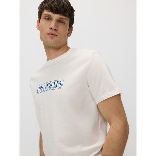 Reserved - T-shirt regular z nadrukiem - złamana biel ze sklepu Reserved w kategorii T-shirty męskie - zdjęcie 173870187