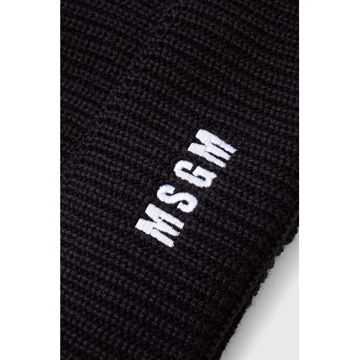 MSGM czapka wełniana kolor czarny z grubej dzianiny wełniana 3740ML02.247575 One size ANSWEAR.com