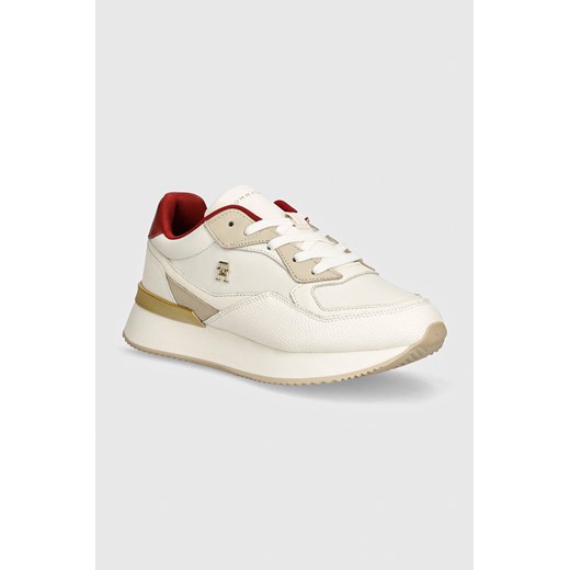 Tommy Hilfiger sneakersy skórzane CHIC CHUNKY RUNNER kolor beżowy FW0FW08203 ze sklepu ANSWEAR.com w kategorii Buty sportowe damskie - zdjęcie 173871926