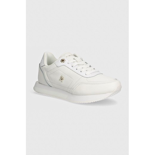 Tommy Hilfiger sneakersy skórzane ELEVATED ESSENT RUNNER MONOGRAM kolor biały FW0FW08285 ze sklepu ANSWEAR.com w kategorii Buty sportowe damskie - zdjęcie 173871936