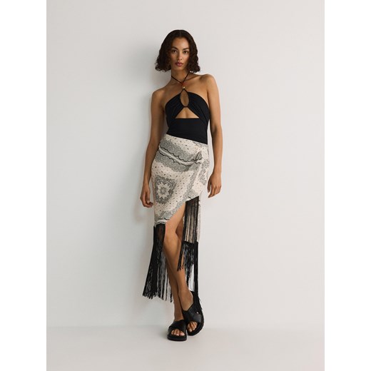 Reserved - Body z ozdobną imitacją kamieni - czarny Reserved M Reserved