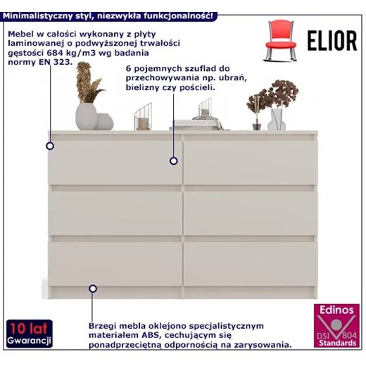 Minimalistyczna komoda z szufladami kaszmir - Marea 120 cm Elior One Size Edinos.pl