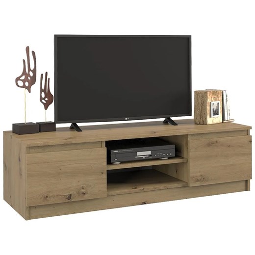 Industrialna szafka RTV dąb artisan - Amida 2X 120 cm ze sklepu Edinos.pl w kategorii Szafki RTV - zdjęcie 173875875