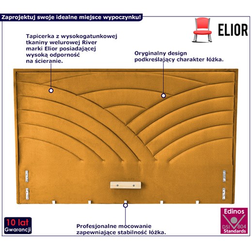Musztardowy pikowany zagłówek do łóżka - Rimoso 5X Elior One Size Edinos.pl