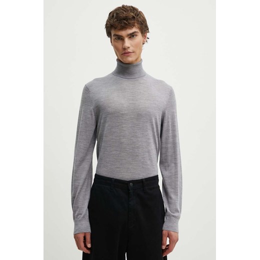 Theory sweter wełniany męski kolor szary lekki z golferm M0781705 ze sklepu ANSWEAR.com w kategorii Swetry męskie - zdjęcie 173877537