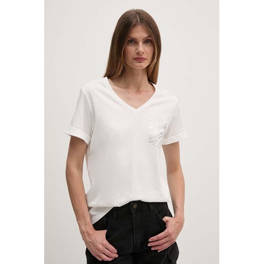 Liu Jo t-shirt bawełniany damski kolor biały TF4078 J6040 ze sklepu ANSWEAR.com w kategorii Bluzki damskie - zdjęcie 173877606