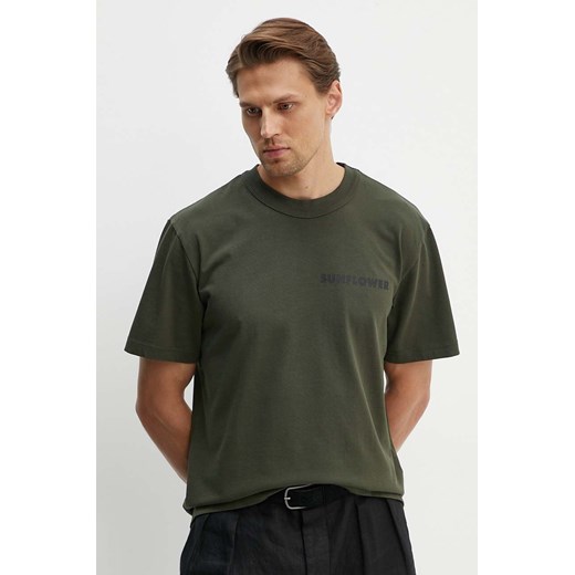 Sunflower t-shirt bawełniany męski kolor zielony z nadrukiem 2013 ze sklepu ANSWEAR.com w kategorii T-shirty męskie - zdjęcie 173877636