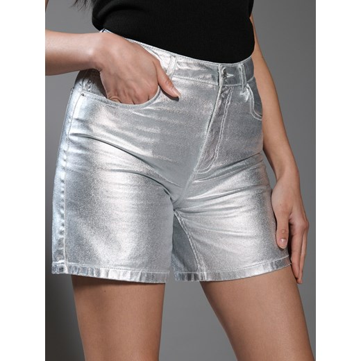 Sinsay - Szorty z wysokim stanem - srebrny Sinsay 44 Sinsay