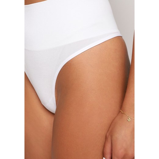 Białe Majtki Typu Stringi High Waist z Szeroką Gumką w Talii Xerubia Renee M/L promocja Renee odzież