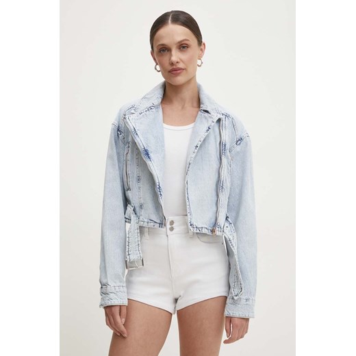 Answear Lab kurtka jeansowa damska kolor niebieski przejściowa oversize ze sklepu ANSWEAR.com w kategorii Kurtki damskie - zdjęcie 173886756