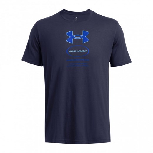 Męski t-shirt z nadrukiem Under Armour UA M Branded Gel Stack Ss - granatowy Under Armour L Sportstylestory.com
