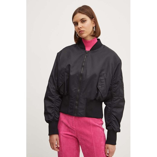 HUGO kurtka bomber damski kolor czarny przejściowa oversize 50517107 ze sklepu ANSWEAR.com w kategorii Kurtki damskie - zdjęcie 173889777
