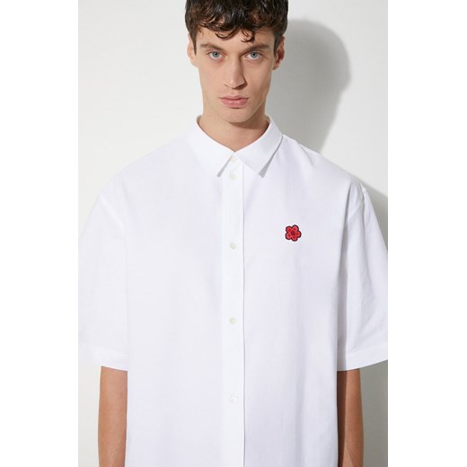 Kenzo koszula bawełniana Boke Flower Crest Shortsleeve Shirt męska kolor biały relaxed z kołnierzykiem klasycznym FE65CH1239LO.01 ze sklepu PRM w kategorii Koszule męskie - zdjęcie 173890495