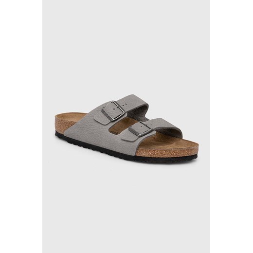 Birkenstock klapki nubukowe Arizona kolor szary 1020752 ze sklepu PRM w kategorii Klapki męskie - zdjęcie 173890529