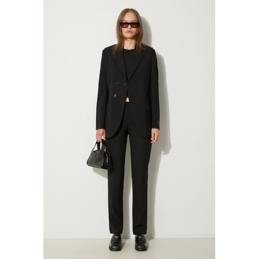 Kenzo marynarka wełniana Virgin Wool Waisted Blazer kolor czarny dwurzędowa Kenzo 38 PRM